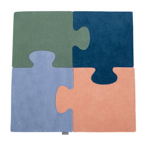 KiddyMoon Puzzles aus Schaumstoff Puzzlespiel Set Spielmatte für Kinder, Wüstenrosa/Waldgrün/Lagunetürkis/Eisblau