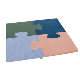 KiddyMoon Puzzles aus Schaumstoff Puzzlespiel Set Spielmatte für Kinder, Wüstenrosa/Waldgrün/Lagunetürkis/Eisblau