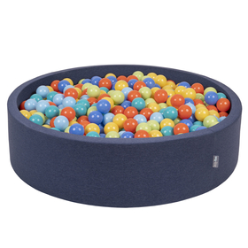 KiddyMoon Rund Bällebad Bällepool 7Cm Ballgruben Bunten Bällen Für Babys Spielbad Kleinkinder, Hergestellt in der EU, Dunkelblau: Hellgrün/ Orange/ Türkis/ Blau/ Babyblau/ Gelb