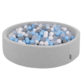 KiddyMoon Rund Bällebad Bällepool 7Cm Ballgruben Bunten Bällen Für Babys Spielbad Kleinkinder, Hergestellt in der EU, Hellgrau:  Grau/ Weiß/ Transparent/ Babyblue