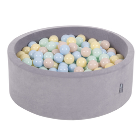 KiddyMoon Rund Bällebad Velvet Bällepool 7Cm Ballgruben Für Babys Spielbad Kleinkinder, Hergestellt in der EU, Berggrau:  Pastellbeige/ Pastellblau/  Pastellgelb/  Minze