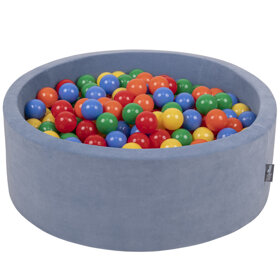 KiddyMoon Rund Bällebad Velvet Bällepool 7Cm Ballgruben Für Babys Spielbad Kleinkinder, Hergestellt in der EU, Eisblau:  Gelb/ Grün/ Blau/ Rot/ Orange