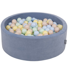 KiddyMoon Rund Bällebad Velvet Bällepool 7Cm Ballgruben Für Babys Spielbad Kleinkinder, Hergestellt in der EU, Eisblau:  Pastellbeige/ Pastellblau/ Pastellgelb/ Minze