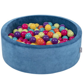 KiddyMoon Rund Bällebad Velvet Bällepool 7Cm Ballgruben Für Babys Spielbad Kleinkinder, Hergestellt in der EU, Lagunetürkis:  Hellgrün/ Gelb/ Türkis/ Orange/ Dunkelpink/ Violett