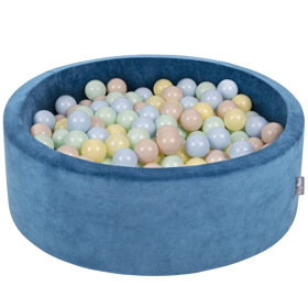 KiddyMoon Rund Bällebad Velvet Bällepool 7Cm Ballgruben Für Babys Spielbad Kleinkinder, Hergestellt in der EU, Lagunetürkis:  Pastellbeige/ Pastellblau/ Pastellgelb/ Minze