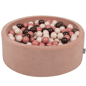 KiddyMoon Rund Bällebad Velvet Bällepool 7Cm Ballgruben Für Babys Spielbad Kleinkinder, Hergestellt in der EU, Wüstenrosa:  Pastellbeige/ Lachsfarben/ Braun