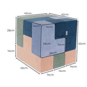 KiddyMoon Schaumstoff Würfel für Baby Weiche Velours Blöcke Schaum Spielzeug Montessori-Spielzeug mit Schaum und viel Spaß für Kinder, Hergestellt in der EU, Lagunetürkis-Waldgrün-Wüstenrosa-Eisblau