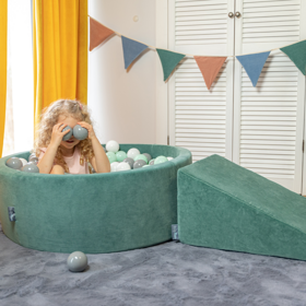 KiddyMoon Spielplatz Velvet Aus Schaumstoff Mit Samt  Für Babys Hindernisläufen - Zwickel, Waldgrün