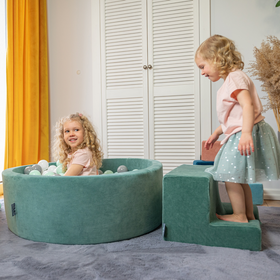 KiddyMoon Spielplatz Velvet Aus Schaumstoff Mit Samt Rund Bällebad Ballgruben Für Babys Spielbad Hindernisläufen, Hergestellt In Der EU, Sandbeige: Pastellbeige/ Puderrosa/ Perle/ Dunkelpink