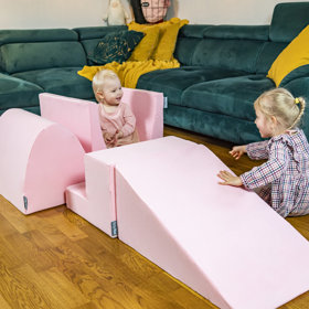 KiddyMoon Spielplatz aus Schaumstoff mit Quadrat Bällebad Bälle Hindernisläufen, Pink