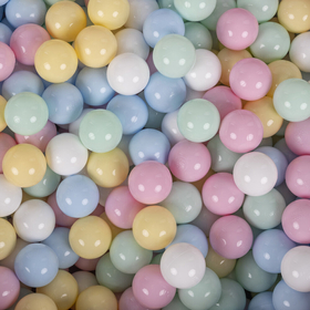 KiddyMoon Spielplatz aus Schaumstoff mit Rund Bällebad (200 Bälle) Ballgruben für Babys Spielbad Hindernisläufen, Hergestellt in der EU, Pink: Pastellblau/ Pastellgelb/ Weiß/ Minze/ Puderrosa