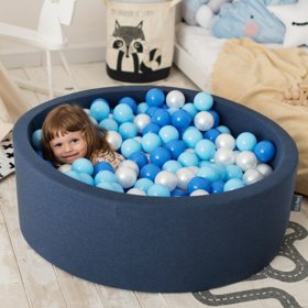 KiddyMoon Überzug fürs Bällebad für Babys Kinder, Viertel Dunkelblau