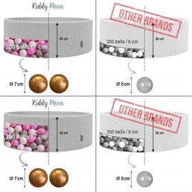 KiddyMoon Viertel Eckig Bällebad Bällepool 7Cm Ballgruben Für Babys Spielbad Kleinkinder, Hergestellt in der EU, Hellgrau: Pastellbeige/ Pastellgelb/ Weiß/ Minze/ Puderrosa