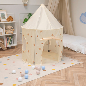 Kinderzelt Spielzelte in Pavillonform Für Kinder Leicht Aufzubauen Tragbar Spielhaus Perfekt Für Drinnen Und Draußen, Hellbeige:  Pastellbeige/ Pastellblau/ Pastellgelb/ Minze