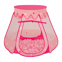 Baby Spielzelt Mit Plastikbällen Für Kinder Leicht und Kompakt ideal für Drinnen Und Draußen Fördert Sensorische Integration Schneller Aufbau, pink:puderrosa-transparent, 200 Bällen