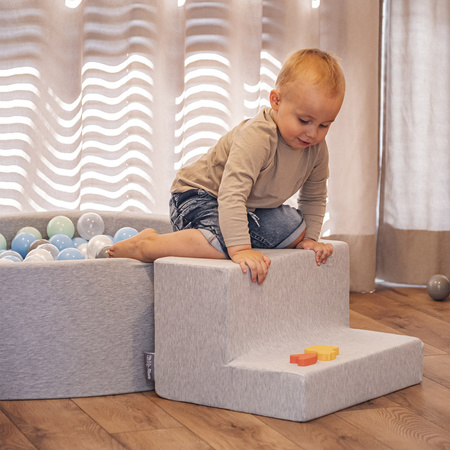 KiddyMoon Spielplatz aus Schaumstoff Stüfchen 2 Stück Hindernisläufen, hellgrau, Multi-Größe