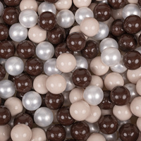 KiddyMoon Bällebad für Baby mit Teddy-Plüsch, Größere 7 cm Bälle für Eine Vollere Füllung, ab 8 Monaten, Abnehmbarer Bezug, Beige: Pastellbeige/Braun/Perle, 90 x 30 cm 200 Bälle