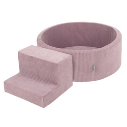 KiddyMoon Spielplatz Aus Schaumstoff Für Kinder mit Bälle Waschbare Bezug, violett: pastellbeige/weiß/perle/grau, Bällebad (200 Bälle) + Stüfchen