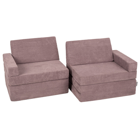 KiddyMoon Kindersofa aus Schaumstoff, Spielsofa für Kinder, Kindersessel, Sofa fürs Kinderzimmer, Kindercouch, Faltmatratze, violett, Kindersofa
