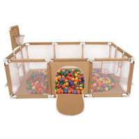 Laufstall Baby Großer Spielplatz mit Bällen Laufgitter für Kinder, beige:gelb/grün/blau/rot/orange, 200 Bällen
