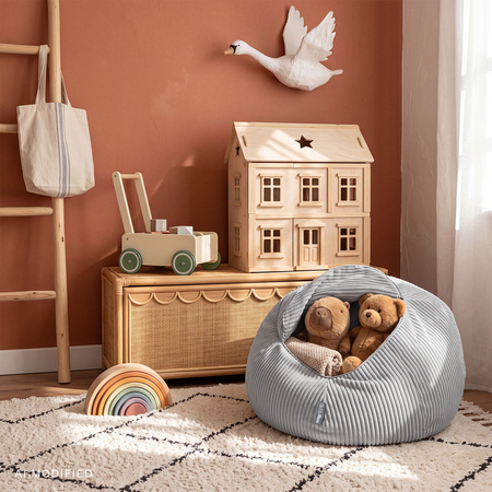 KiddyMoon Kindersitzsack Organizer Polyester mit Reißverschluss Sitzfunktio, hellgrau, Sack