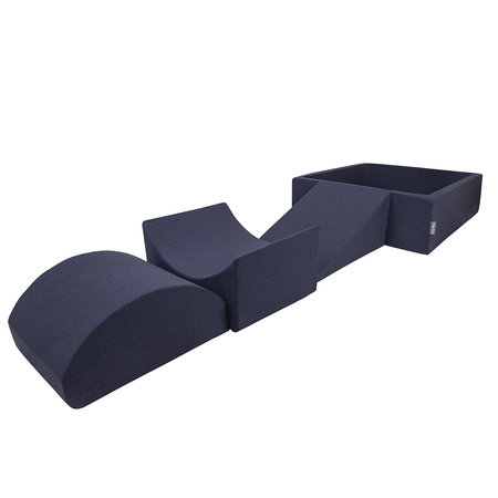 KiddyMoon Spielplatz aus Schaumstoff mit Quadrat Bällebad Bälle Hindernisläufen, dunkelblau:helgrün/gelb/türkis/orange/dpink/violet, Bällebad (200 Bälle) + Version 4