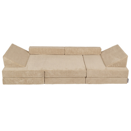 KiddyMoon Kindersofa aus Schaumstoff, Spielsofa für Kinder, Kindersessel, Sofa fürs Kinderzimmer, Kindercouch, Faltmatratze, beige, Kindersofa