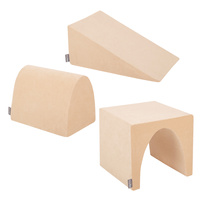 KiddyMoon Spielplatz VELVET aus Schaumstoff 3-teiliges Set Zwickel L/Hügel/Tunnel, sandbeige, Multi-Größe