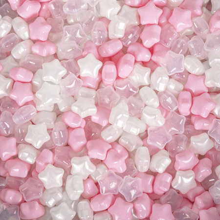 ZKG6-03-100 KiddyMoon Plastiksterne für Kinder 6 cm Sternchen Bälle Kugeln Kunststoff , Puderrosa/ Perle/ Transparent