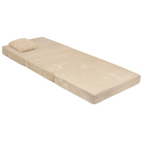 KiddyMoon Kinder Matratzen Aufklappen aus Schaumstoff Kindermatratze Kinderzimmer Faltmatratze, beige, Matratzen mit Kissen