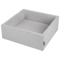 KiddyMoon Bällebad Bällepool mit bunten Bällen ∅ 7Cm  für Babys Kinder Quadrat, Hellgrau, 90x30cm/KEINE Bälle