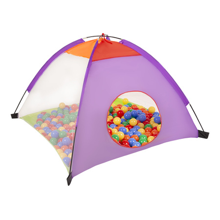 3in1 Spielzelt mit Tunnel Spielplatz PopUp Bällebad mit Bälle Für Kinder, Mehrfarbig:gelb/grün/blau/rot/orange, 400 Bälle