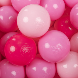 KiddyMoon Kinder Bälle für Bällebad Baby Spielbälle Plastikbälle ∅7cm Made in EU, puderrosa/rosa/dunkelpink, 100 Bälle/7cm