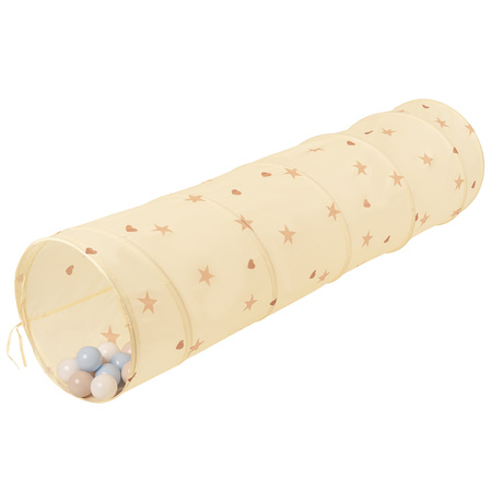 Pop-Up Tunnel Für Kinder Faltbarer Spieltunnel Flexibel Krabbeltunnel, hellbeige: pastellbeige/pastellblau/weiß