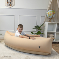 KiddyMoon Peapod Sensorischer Stuhl für Kinder Aufblasbarer Entlastungstherapie, beige, L