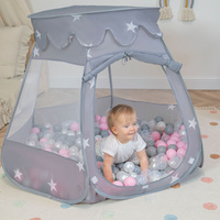 Baby Spielzelt Mit Plastikbällen Für Kinder Leicht und Kompakt ideal für Drinnen Und Draußen Fördert Sensorische Integration Schneller Aufbau, grau:perle-grau-transparent-puderrosa, 200 Bällen
