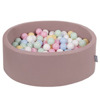 KiddyMoon Rundes Bällebad mit Bällen für Baby aus Schaumstoff, erikafarben: pastellblau/pastellgelb/weiß/minze/puderrosa, 90 x 30 cm 200 Bälle