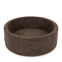 KiddyMoon Bällebad für Kinder aus Schaumstoff, weicher Rippbezug, abnehmbarer Bezug, weiches und sicheres Spielzeug, waschbar, Braun: Ohne Bälle, 90 x 30 cm Ohne Bälle