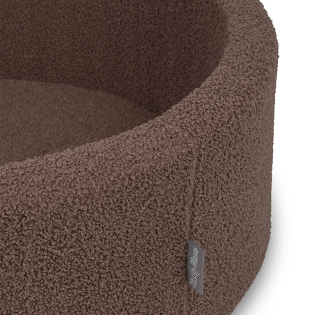 KiddyMoon Bällebad für Baby mit Teddy-Plüsch, Größere 7 cm Bälle für Eine Vollere Füllung, ab 8 Monaten, Abnehmbarer Bezug, Braun, 90 x 30 cm Ohne Bälle