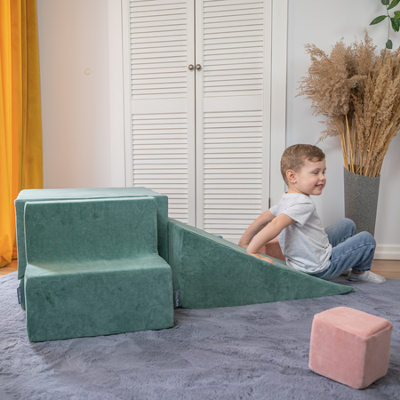 KiddyMoon Spielplatz Velvet  Aus Schaumstoff Mit Samt Rund Bällebad Ballgruben Für Babys Spielbad Hindernisläufen, Hergestellt In Der EU, sandbeige:pastellbeige/lachsfarben/weiß, Bällebad (200 Bälle) + Zwickel