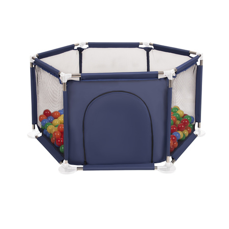 Sechseckiger Laufstall mit Bällen Laufgitter für Kinder, Blau:gelb/grün/blau/rot/orange, 900 Bälle