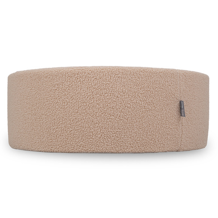 KiddyMoon Bällebad für Baby mit Teddy-Plüsch, Größere 7 cm Bälle für Eine Vollere Füllung, ab 8 Monaten, Abnehmbarer Bezug, Beige, 90 x 30 cm Ohne Bälle