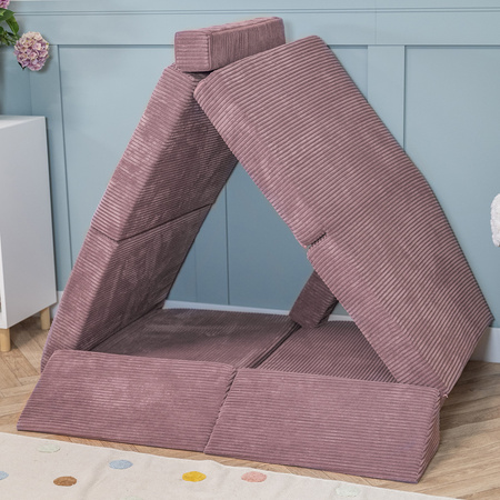 KiddyMoon Kinder Matratzen Aufklappen aus Schaumstoff Kindermatratze Kinderzimmer Faltmatratze, violett, Matratzen mit Kissen