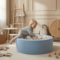 KiddyMoon Rundes Bällebad mit Bällen für Baby aus Schaumstoff, blau:perle, 90 x 30 cm 200 Bälle