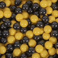 KiddyMoon Kinder Bälle für Bällebad Baby Spielbälle Plastikbälle ∅7cm Made in EU, schwarz/gelb, 200 Bälle/7cm