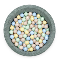KiddyMoon Bällebad Für Kinder Aus Schaumstoff, 90 X 30 cm, Weicher Rippbezug, Abnehmbarer Bezug, Weiches Und Sicheres Spielzeug, Waschbar, grün:pastellbeige/pastellblau/pastellgelb/minze, 90x30cm/100 Bälle