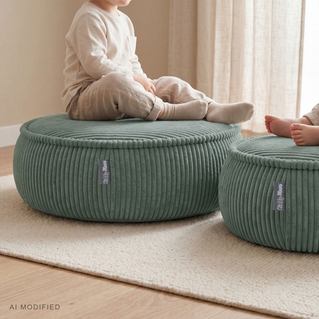 KiddyMoon Kinderpouf aus Schaumstoff mit abnehmbarem Bezug, grün, L