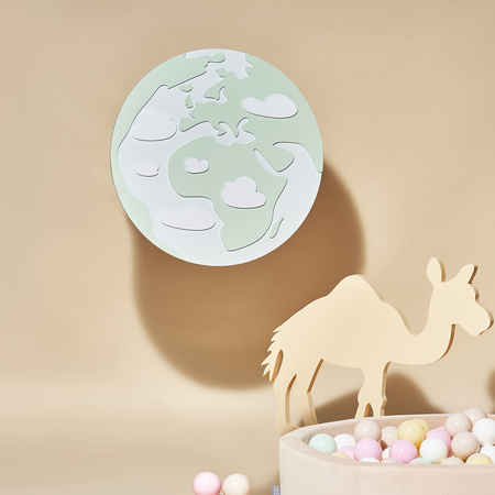 KiddyMoon Wanddekor 3D Wandskulpturen Kinderzimmer Akccessoire Für Kinder Wanddeko, Erde: Grün/Grau, UNI