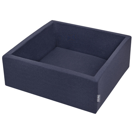 KiddyMoon Bällebad Bällepool mit bunten Bällen ∅ 7Cm  für Babys Kinder Quadrat, dunkelblau:perle/grau/transparent/babyblau/mint, 90x30cm/300 Bälle