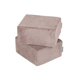 KiddyMoon Set aus Zwei Weichen Kinderpuffen Für Kinder Leichte und Vielseitige Sitzkissen Gerippter Stoff Abnehmbarer Bezug Perfekt für Spielen und Entspannen, dunkelbeige, Puff